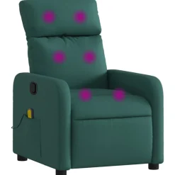 Clearance vidaXL Massagefåtölj tyg Mörkgrön