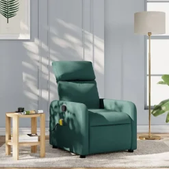 Clearance vidaXL Massagefåtölj tyg Mörkgrön