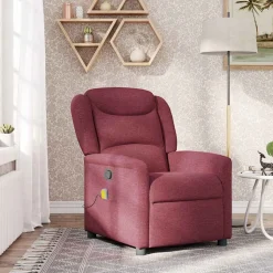 vidaXL Massagefåtölj vinröd tyg