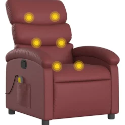 vidaXL Massagefåtölj konstläder Vinröd