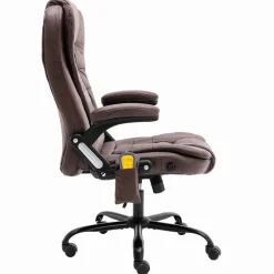 vidaXL Massagekontorsstol mörkbrun konstmocka
