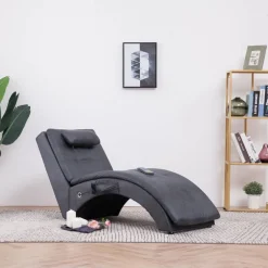 Clearance vidaXL Massageschäslong med kudde konstmocka Grå
