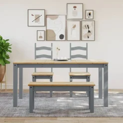 Clearance vidaXL Matbänk PANAMA 105x30x45 cm massiv furu Grå