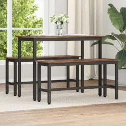 vidaXL Matbänk Rökt ek 100 x 32,5 x 48,5 cm Konstruerat trä och stål