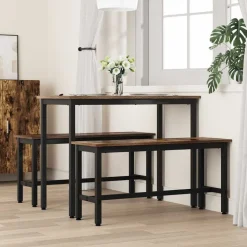 vidaXL Matbänk Rökt ek 100 x 32,5 x 48,5 cm Konstruerat trä och stål