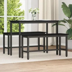 Hot vidaXL Matbänk 100 x 32,5 x 48,5 cm Konstruerat trä och stål Svart ek