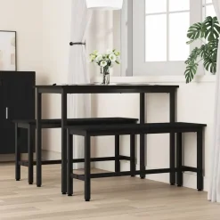 Hot vidaXL Matbänk 100 x 32,5 x 48,5 cm Konstruerat trä och stål Svart ek