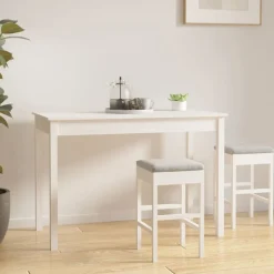New vidaXL Matbord 110x55x75 cm massivt furuträ Vit