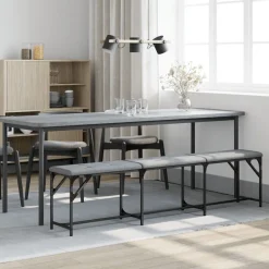 Best vidaXL Matsalsbänk 186x32x45 cm stål och tyg Ljusgrå