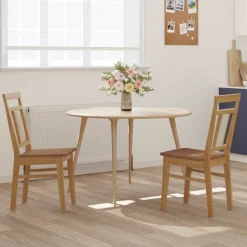 Online vidaXL Matstol 2 pcs Massiv Gummiträ Naturfärg