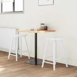 Discount vidaXL Matstolar 2 pcs 46 x 37 x 63 cm Massiv Gummiträ Vit