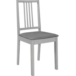 Best vidaXL Matstolar med dynor 4 st massivt trä Grå