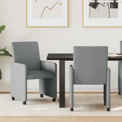 Clearance vidaXL Matstolar med hjul med hjul 2 pcs 57 x 66 x 94 cm tyg Ljusgrå