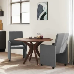vidaXL Matstolar med hjul med hjul 2 pcs Mörkgrå 57 x 66 x 94 cm tyg