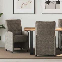 vidaXL Matstolar med hjul med hjul 2 pcs Mörkgrå 58 x 67 x 97 cm
