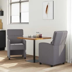 vidaXL Matstolar med hjul 2 pcs Grå 58 x 65 x 98 cm Konstläder