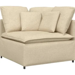 vidaXL Modulär hörnmodul för soffa med kuddar cremefärgad 100 cm