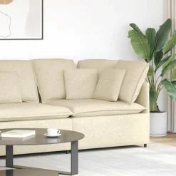 vidaXL Modulär hörnmodul för soffa med kuddar cremefärgad 100 cm