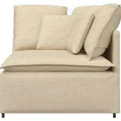 vidaXL Modulär hörnmodul för soffa med kuddar cremefärgad 100 cm