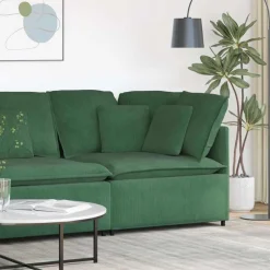 Clearance vidaXL Modulär hörnmodul för soffa med dynor 100 cm Mörkgrön