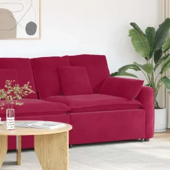 vidaXL Modulär soffa armstödsändmodul med dynor vinröd 100 cm