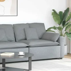 Sale vidaXL Modulär soffa armstödsändmodul med dynor 100 cm Ljusgrå