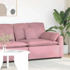 New vidaXL Modulär soffa armstödsändmodul med dynor 100 cm Rosa