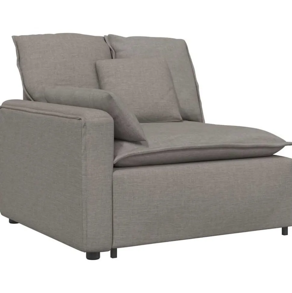 vidaXL Modulär soffa armstödsändmodul med dynor Taupe 100 cm
