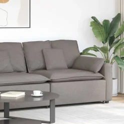 vidaXL Modulär soffa armstödsändmodul med dynor Taupe 100 cm