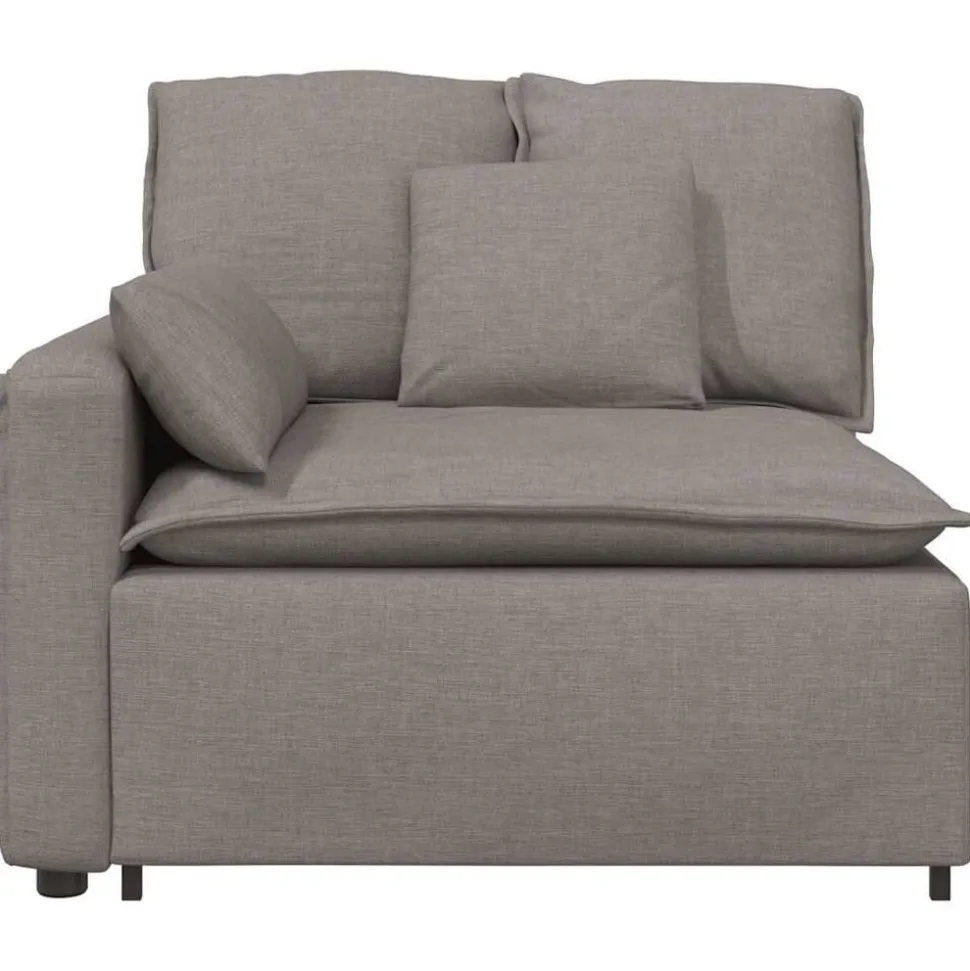 vidaXL Modulär soffa armstödsändmodul med dynor Taupe 100 cm