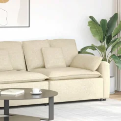 vidaXL Modulär soffa armstödsändmodul med kuddar gräddvit 100 cm