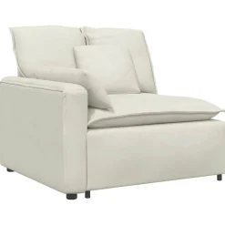 Best vidaXL Modulär soffa armstödsändmodul med kuddar gräddvit 100 cm Kräm
