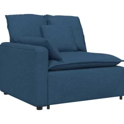 vidaXL Modulär soffa armstödsändmodul med dynor blå 100 cm