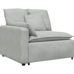 vidaXL Modulär soffa armstödsändmodul med dynor ljusgrå 100 cm