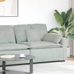 vidaXL Modulär soffa armstödsändmodul med dynor ljusgrå 100 cm