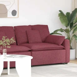 Clearance vidaXL Modulär soffa armstödsändmodul med dynor 100 cm Vinröd