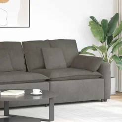 vidaXL Modulär soffa armstödsändmodul med dynor ljusgrå 100 cm