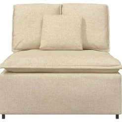 vidaXL Modulär soffmodul i mitten med kuddar gräddvit 100 cm