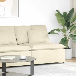 vidaXL Modulär soffmodul i mitten med kuddar gräddvit 100 cm