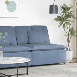 vidaXL Modulär soffmodul i mitten med dynor blå 100 cm