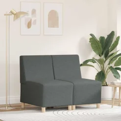 Clearance vidaXL Modulsofa utan armstöd 2 pcs 55 x 74 x 82 cm tyg Mörkgrå
