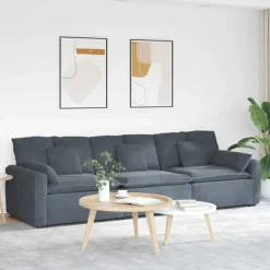 vidaXL Modulsoffa med dynor mörkgrå