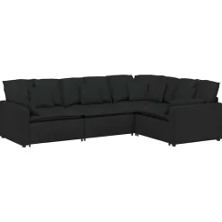 Discount vidaXL Modulsoffa med dynor i tyg Svart