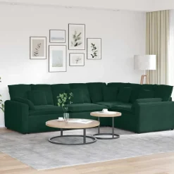 New vidaXL Modulsoffa med dynor sammet Mörkgrön