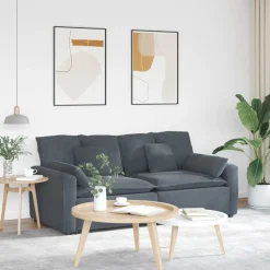vidaXL Modulsoffa med dynor mörkgrå