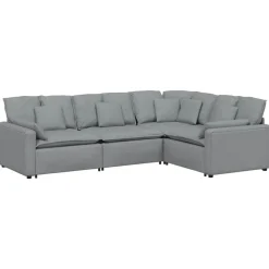 vidaXL Modulsoffa med dynor i tyg ljusgrå