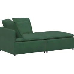 vidaXL Modulsoffa med fotpall och dynor manchestertyg mörkgrön