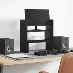Discount vidaXL Monitorbordshållare 40 x 17 x 41 cm Konstruerat trä Svart ek