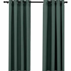 Sale vidaXL Mörkläggningsgardin med öljetter linnelook 2 st 140x175cm Grön