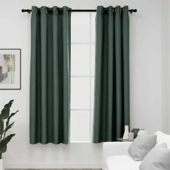 Sale vidaXL Mörkläggningsgardin med öljetter linnelook 2 st 140x175cm Grön